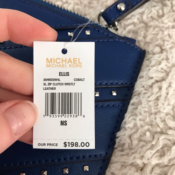🆕NWT Michael Kors XL Ellis Clutch Cobalt - Picture 7 of 8